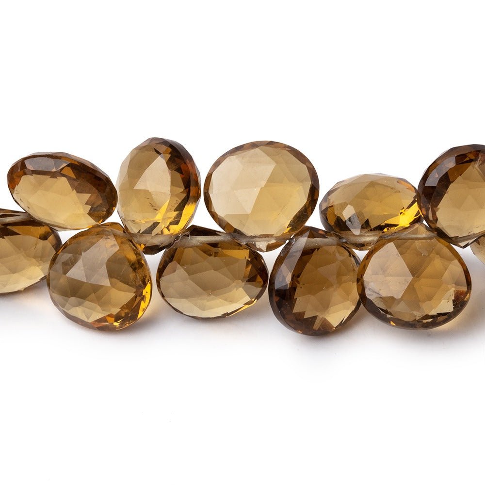 8-10mm Whiskey Quartz Faceted Heart Beads 7.5 inch 42 pieces - Beadsofcambay.com