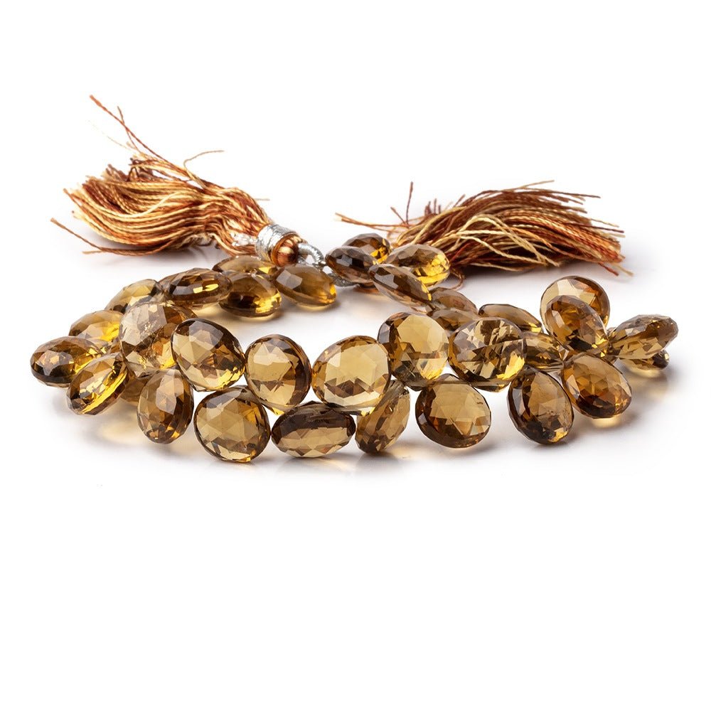 8-10mm Whiskey Quartz Faceted Heart Beads 7.5 inch 42 pieces - Beadsofcambay.com