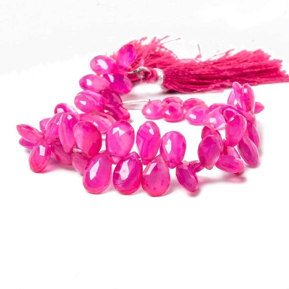 8 - 11mm Hot Pink Chalcedony Faceted Pear Beads 7.5 inch 56 pieces - Beadsofcambay.com
