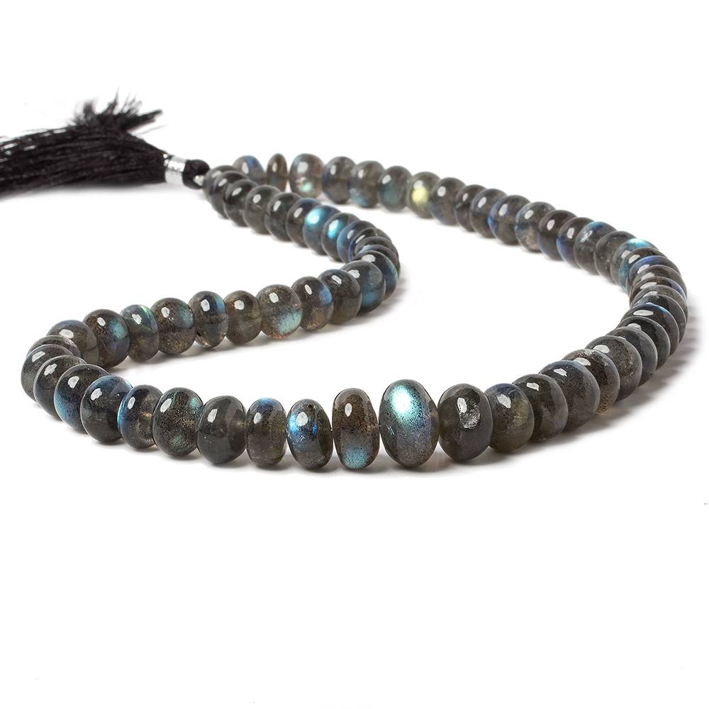 8 - 11mm Labradorite Plain Rondelle Beads AAA Grade 63 pieces - Beadsofcambay.com