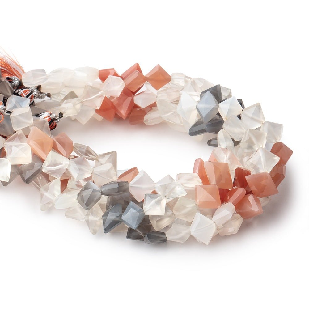 8-11mm Moonstone Side Drilled Faceted Kite Beads 8 inch 26 pcs - Beadsofcambay.com