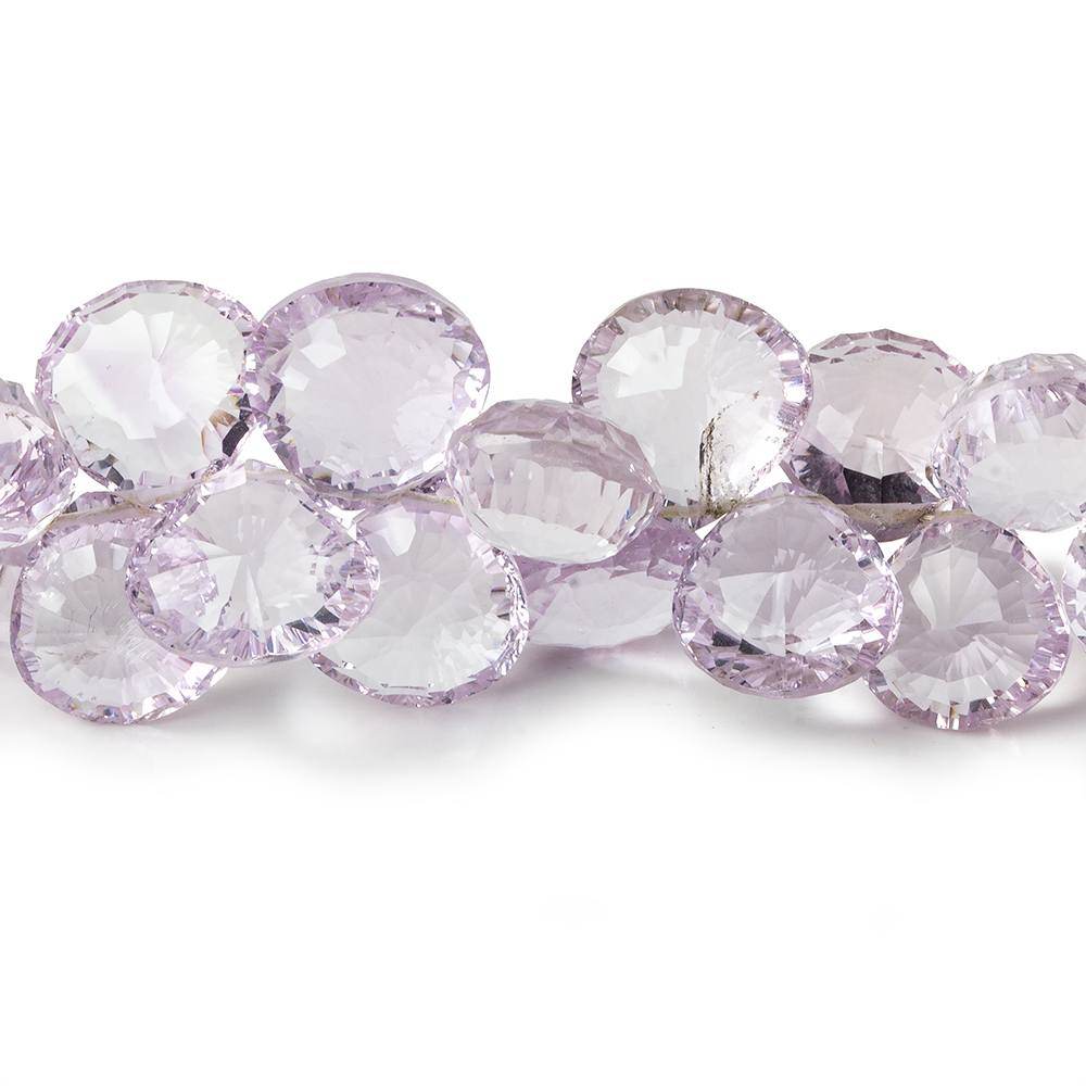 8-11mm Pink Amethyst Concave Faceted Heart Beads 8 inch 46 pieces - Beadsofcambay.com