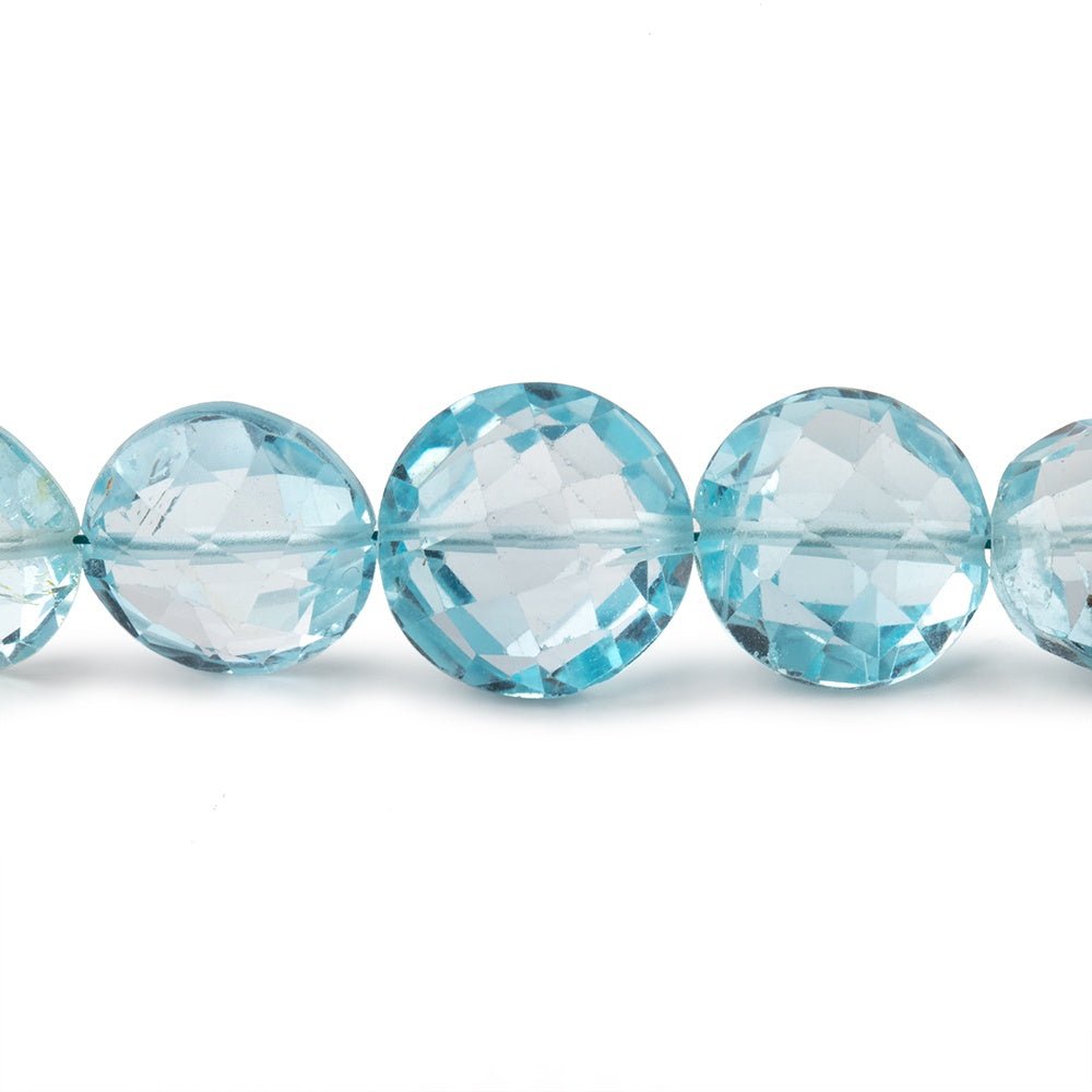 8-11mm Sky Blue Topaz Faceted Coin Beads 16 inch 45 pieces AAA - Beadsofcambay.com
