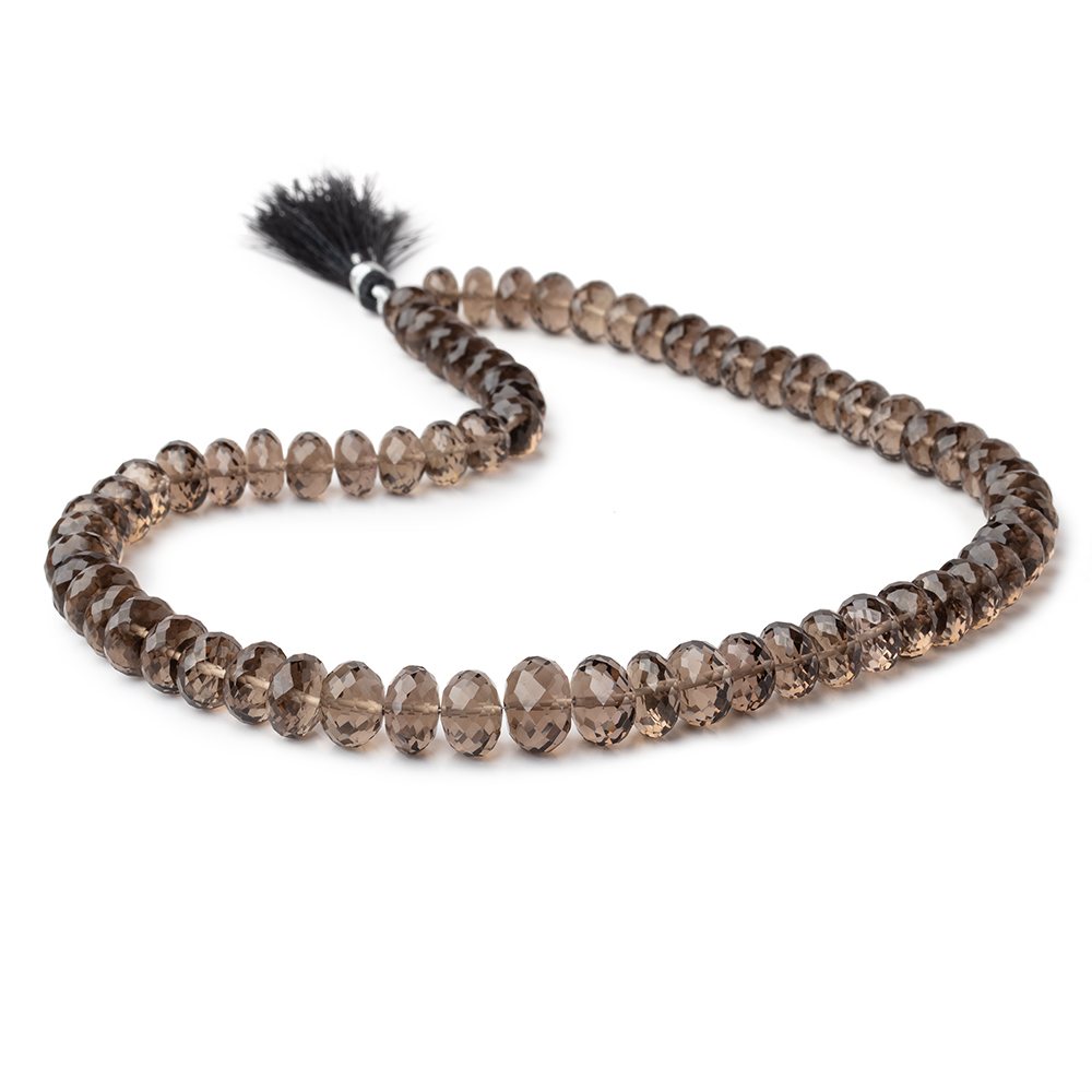 8-11mm Smoky Quartz Faceted Rondelle Beads 16 inch 68 pieces - Beadsofcambay.com