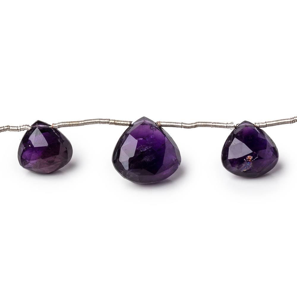 8-12.5mm Amethyst Faceted Heart Beads 7.25 inch 11 pieces AA - Beadsofcambay.com