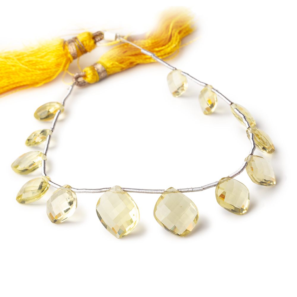 8-12mm Lemon Quartz Faceted Fancy Shape Beads 6.5 inch 12 pieces - Beadsofcambay.com