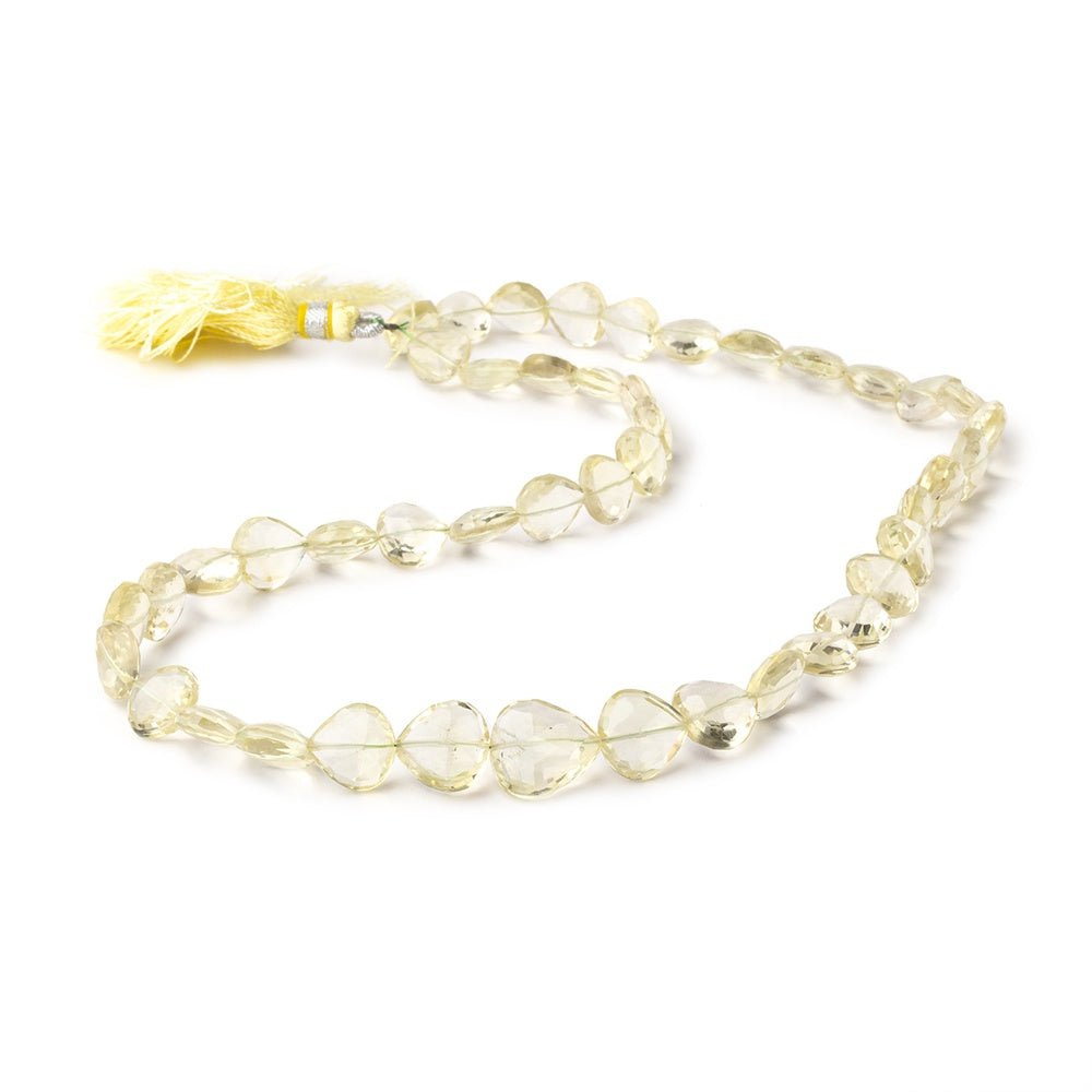 9-13mm Lemon Quartz Faceted Heart Beads 16 inch 42 pieces - Beadsofcambay.com