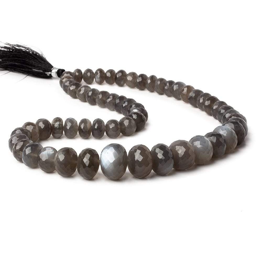 8-13mm Platinum Grey Moonstone faceted rondelles 15 inch 58 beads AA - Beadsofcambay.com