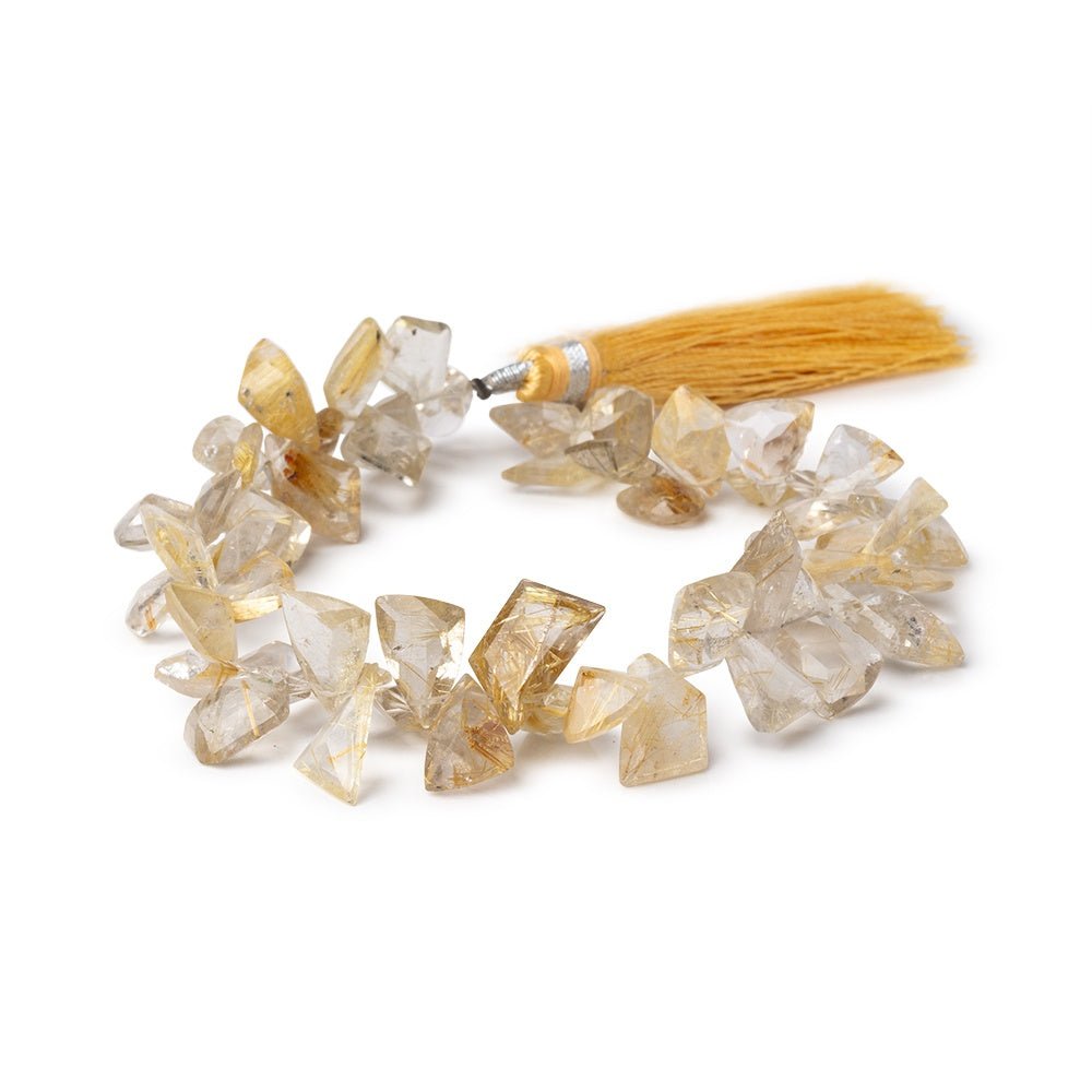 8-13mm Rutilated Quartz Pavilion Faceted Fancy beads 8 inch 56 pieces AA - Beadsofcambay.com
