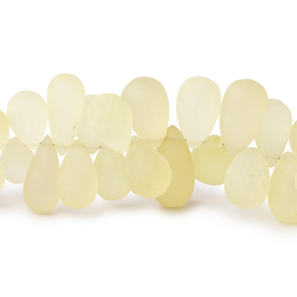8-14mm Frosted Lemon Quartz Plain Tear Drop Beads 8 inch 74 pieces - Beadsofcambay.com