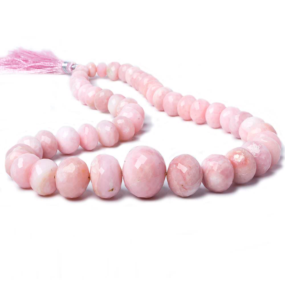 8-21mm Pink Peruvian Opal faceted rondelle beads 17 inch 51 pieces - Beadsofcambay.com