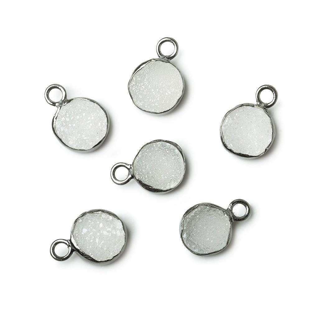8-8.5mm Black Gold Bezel White Drusy Coin Pendant 1 piece - Beadsofcambay.com
