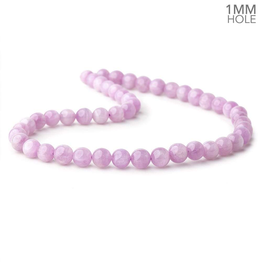 8-8.5mm Kunzite Plain Round Beads 16 inch 48 pieces 1mm hole AA - Beadsofcambay.com