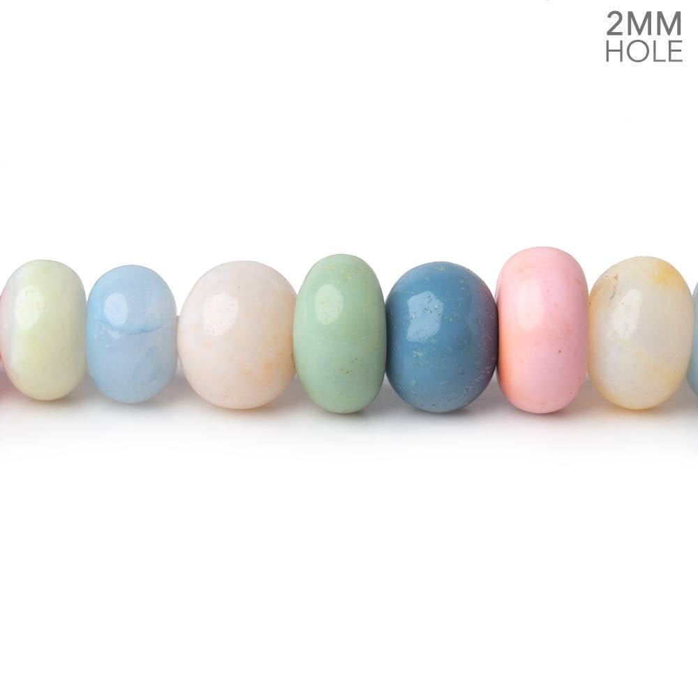 8-8.5mm Multi Color Opal 2mm Large Hole Plain Rondelles 8 inch 36 beads - Beadsofcambay.com