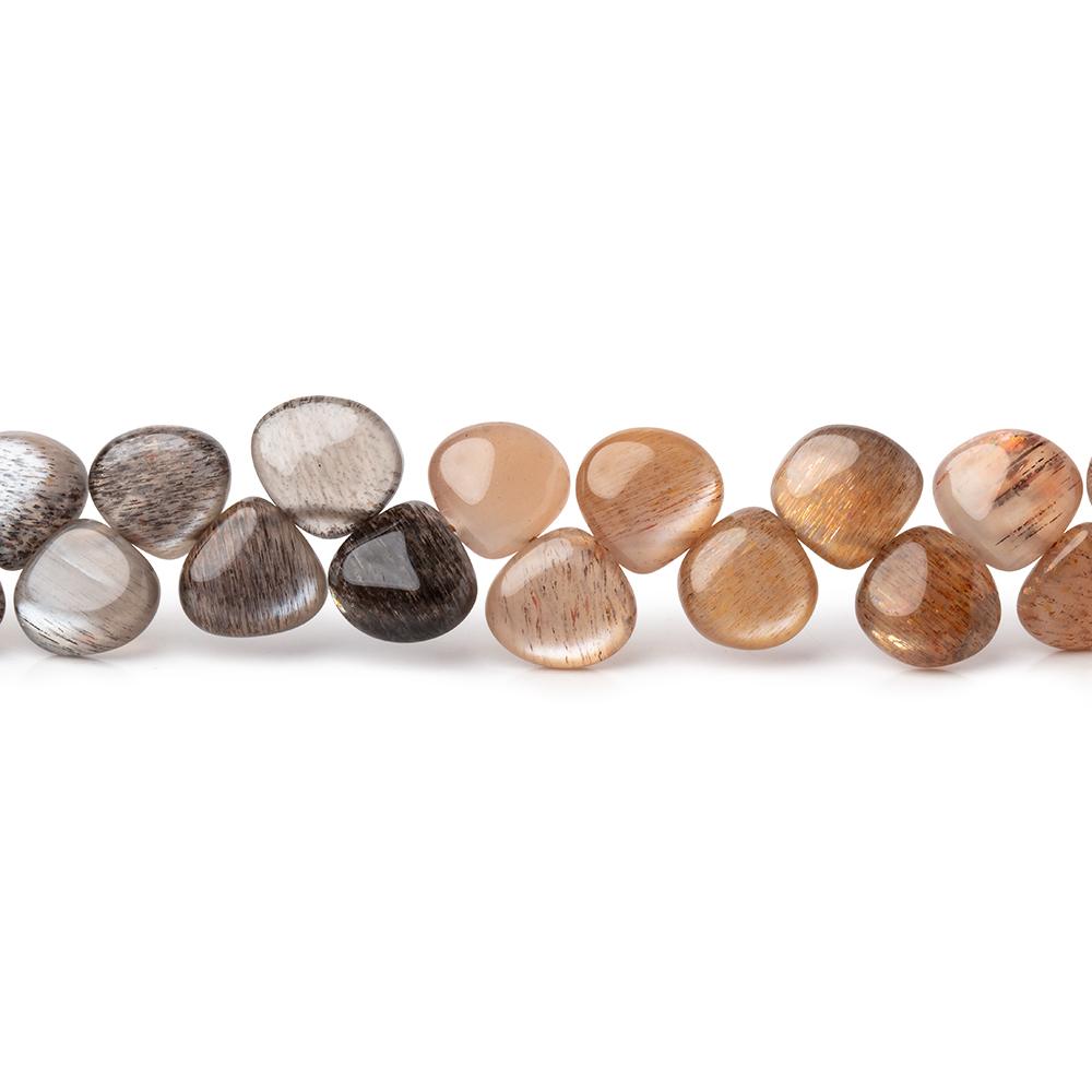 8-8.5mm Sunstone & Moonstone Plain Heart Beads 9 inch 48 pieces - Beadsofcambay.com