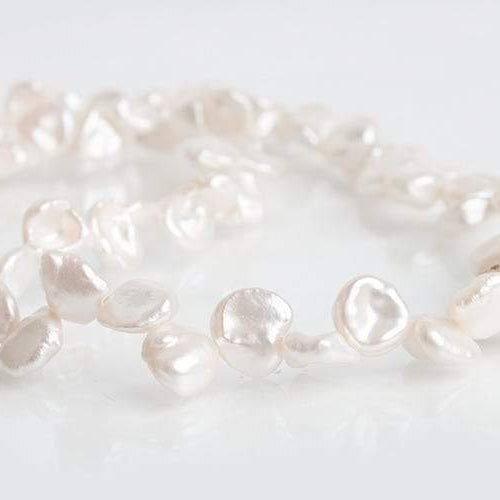 8-9mm Off White Top Drilled Keshi Freshwater Pearls 16 inch 69 pieces - Beadsofcambay.com