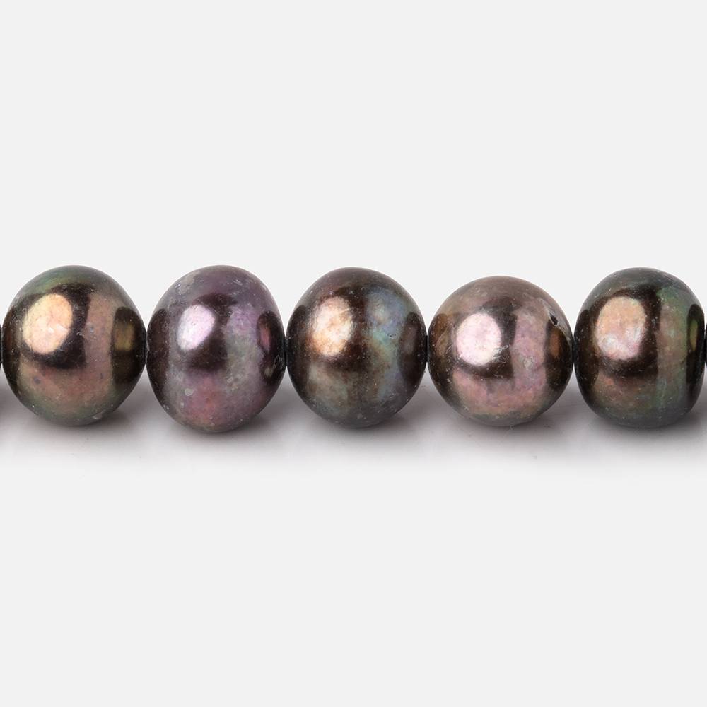 8-9mm Peacock Off Round Freshwater Pearls 15.5 inches 52 Beads - Beadsofcambay.com