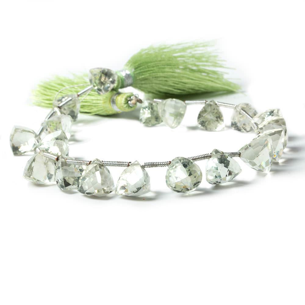 8-9mm Prasiolite Beads Top Drilled Trillion 21 pieces - Beadsofcambay.com