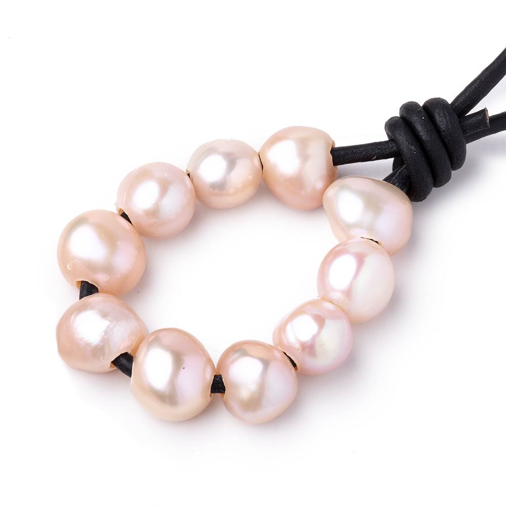 8.5-10mm Ballet Pink Large Hole Baroque Pearls Set of 10 - Beadsofcambay.com
