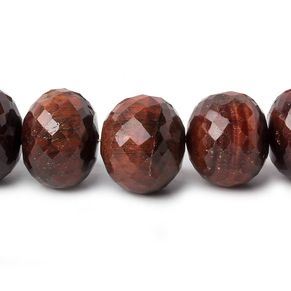 8.5-13mm Red Tiger's Eye faceted rondelle beads 15 inch 44 pieces AA - Beadsofcambay.com