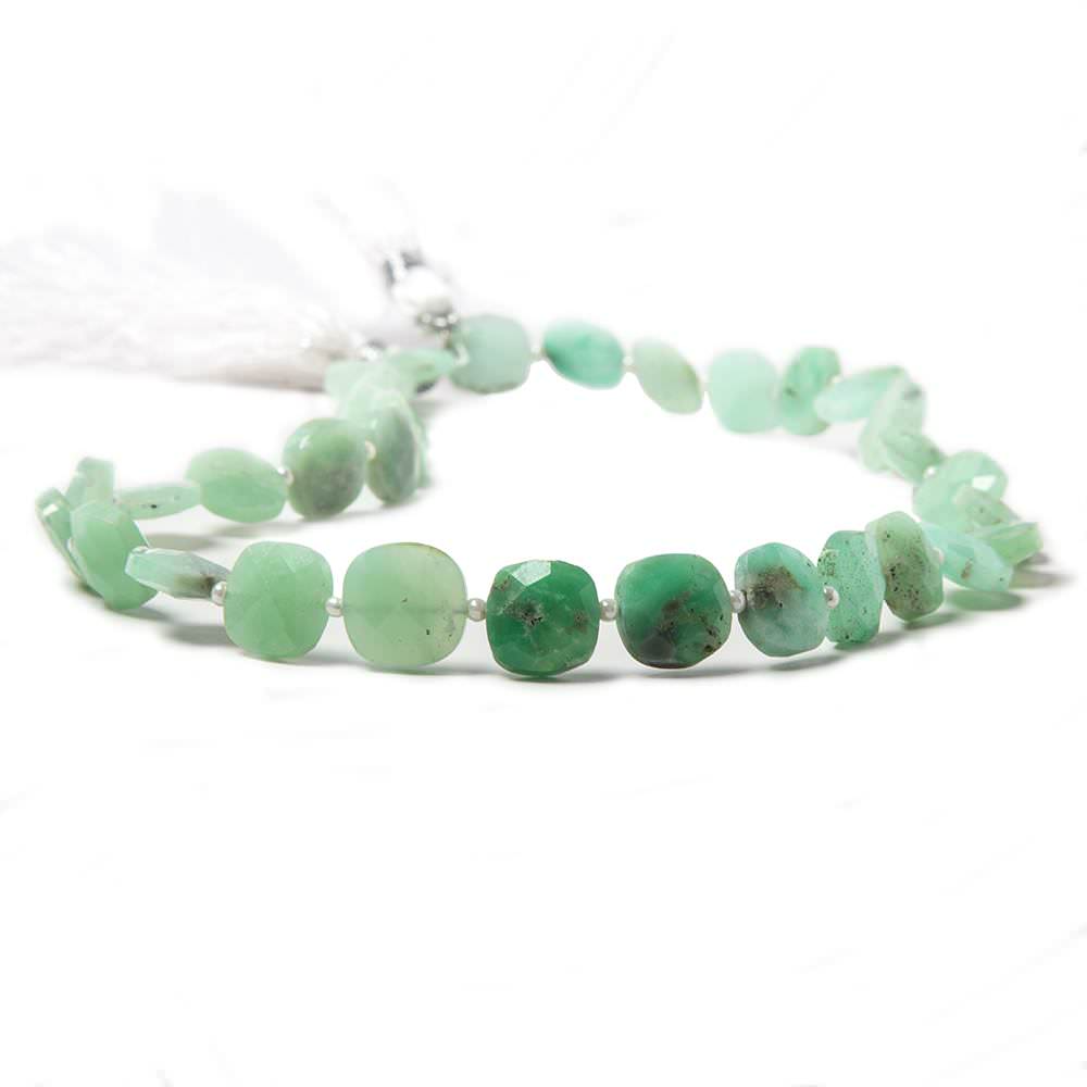 8.5-9.5mm Chrysoprase faceted pillow beads 14 inch 30 pieces - Beadsofcambay.com