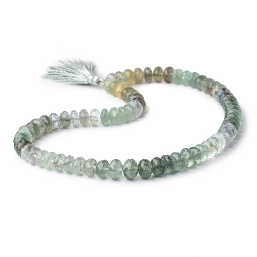 8.5-9.5mm Moss Aquamarine Beads Faceted Rondelle Beads 15 inch 72 pieces - Beadsofcambay.com