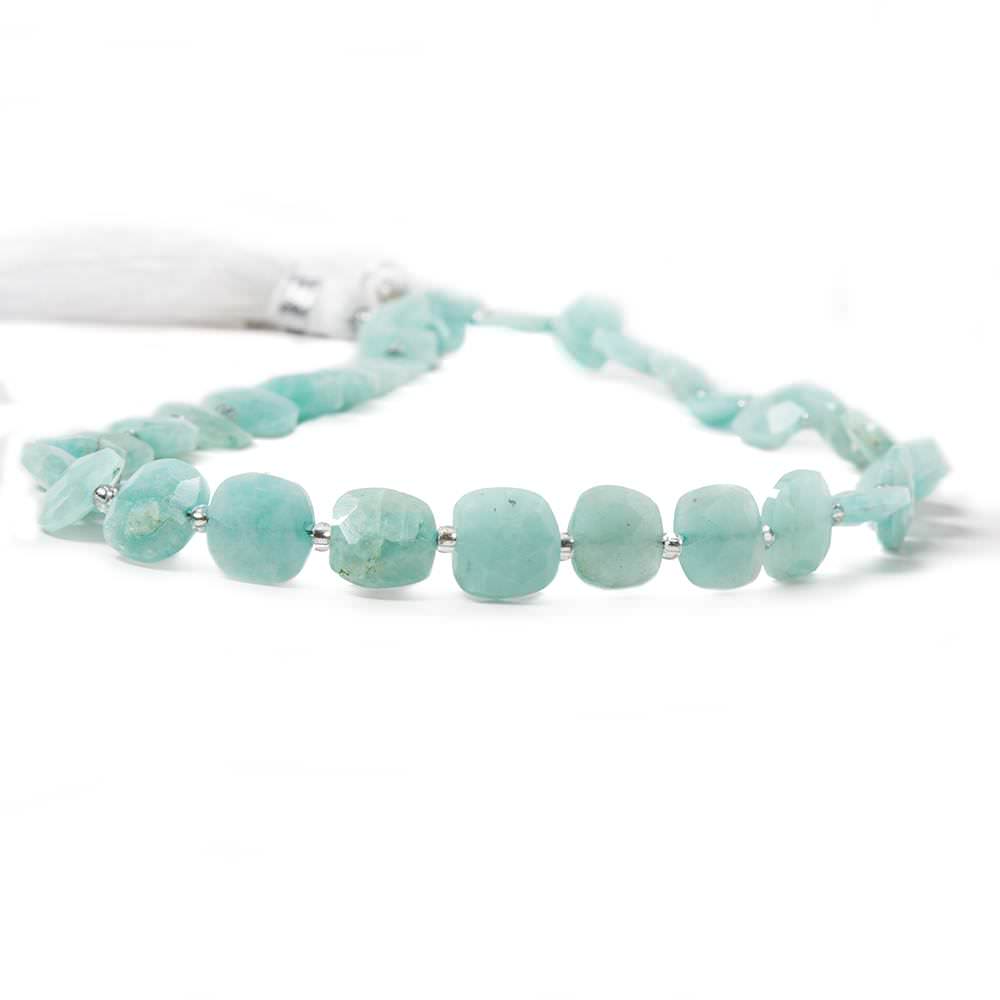 8.5-9mm Amazonite faceted pillow beads 14 inch 33 pieces - Beadsofcambay.com