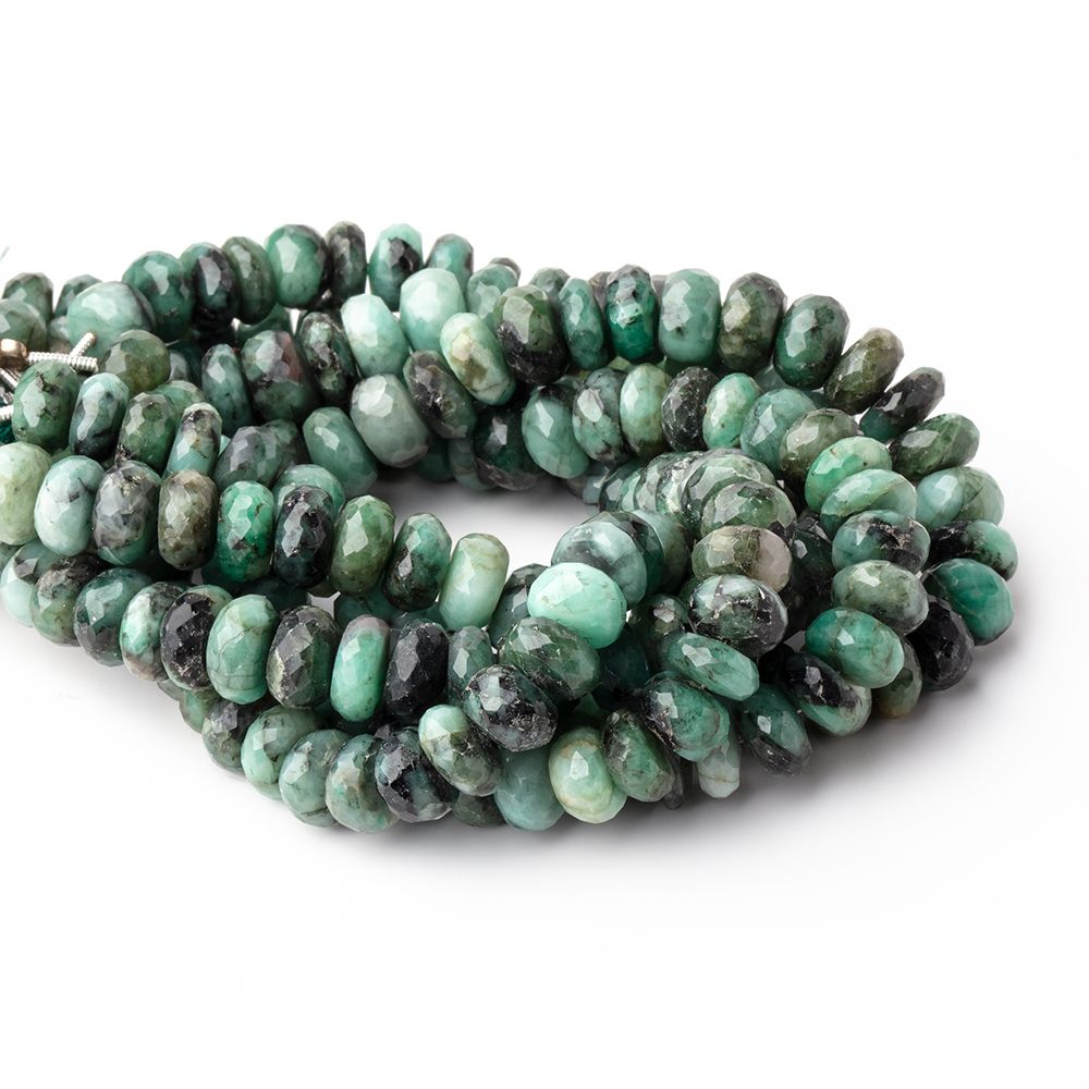 8.5-9mm Brazilian Emerald faceted rondelle beads 8 inch 37 pieces - Beadsofcambay.com