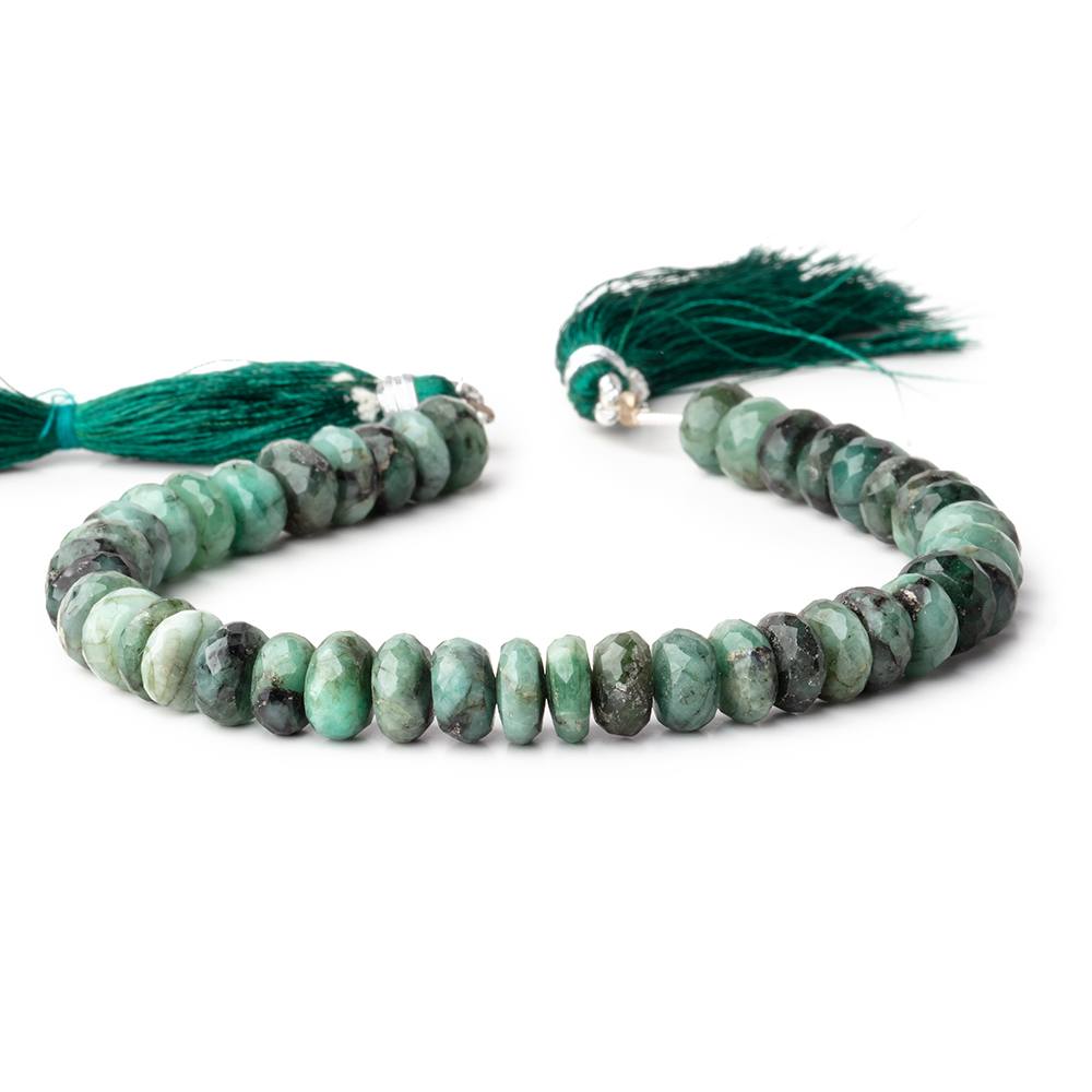 8.5-9mm Brazilian Emerald faceted rondelle beads 8 inch 37 pieces - Beadsofcambay.com