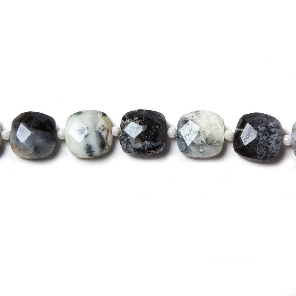 8.5-9mm Dendritic Opal faceted pillow beads 14 inch 33 pieces - Beadsofcambay.com