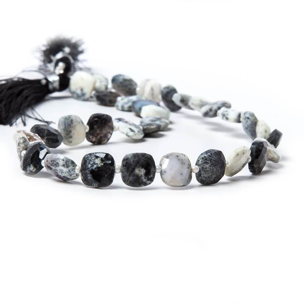 8.5-9mm Dendritic Opal faceted pillow beads 14 inch 33 pieces - Beadsofcambay.com