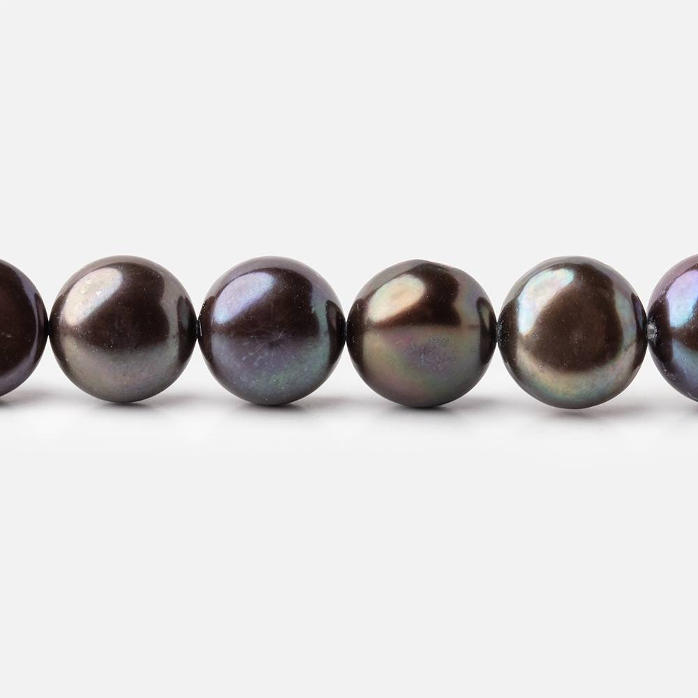 8.5mm Dark Chocolate Peacock Button Freshwater Pearls 15.5 inch 45 pieces - Beadsofcambay.com
