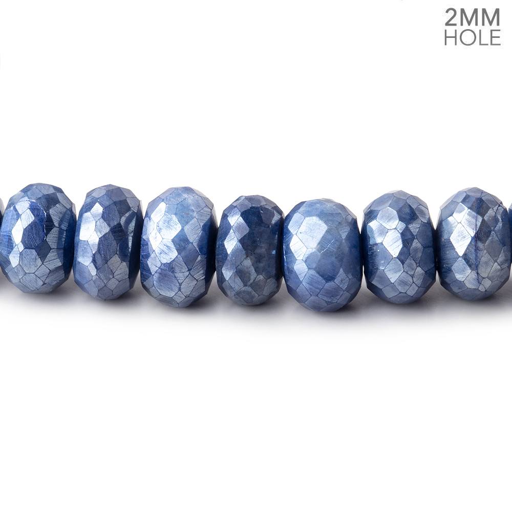 8-8.5mm Mystic Blue Moonstone 2mm Large Hole Faceted Rondelles 8 inch 34 Beads - Beadsofcambay.com