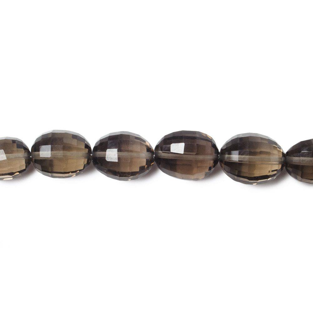 8.5x7-12x9mm Smoky Quartz Checkerboard Faceted Oval Beads 8 inch 19 pieces - Beadsofcambay.com