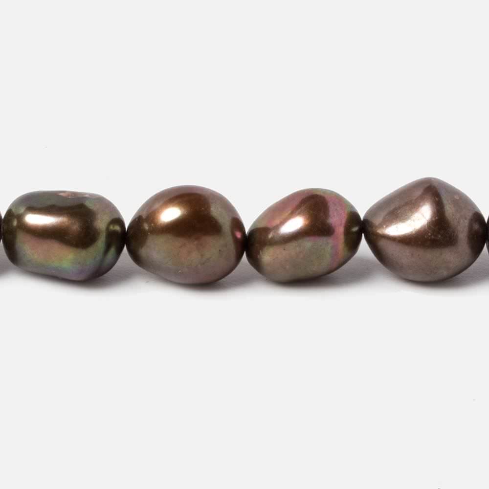 8.5x9-8.5x11mm Mocha Brown Straight Drill Baroque Freshwater Pearl 16 inch 41 pcs - Beadsofcambay.com