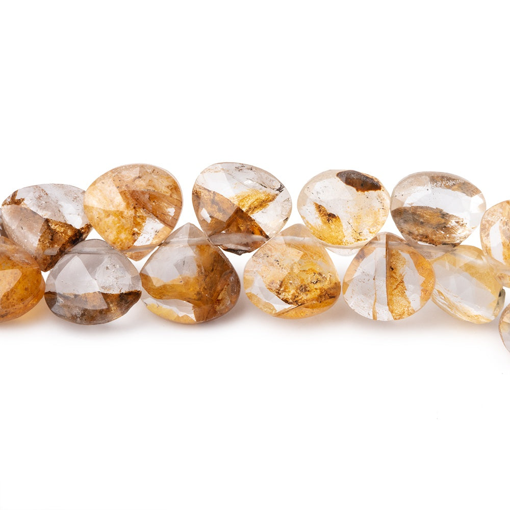 6x6-8x8mm Golden Hematoid Quartz faceted heart 8 inch 51 pieces - BeadsofCambay.com