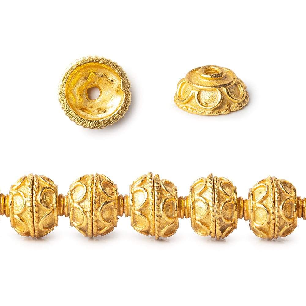 8mm 22kt Gold Plated Copper Bead Cap Petite Plain Persian 8 inch 54 pieces - Beadsofcambay.com