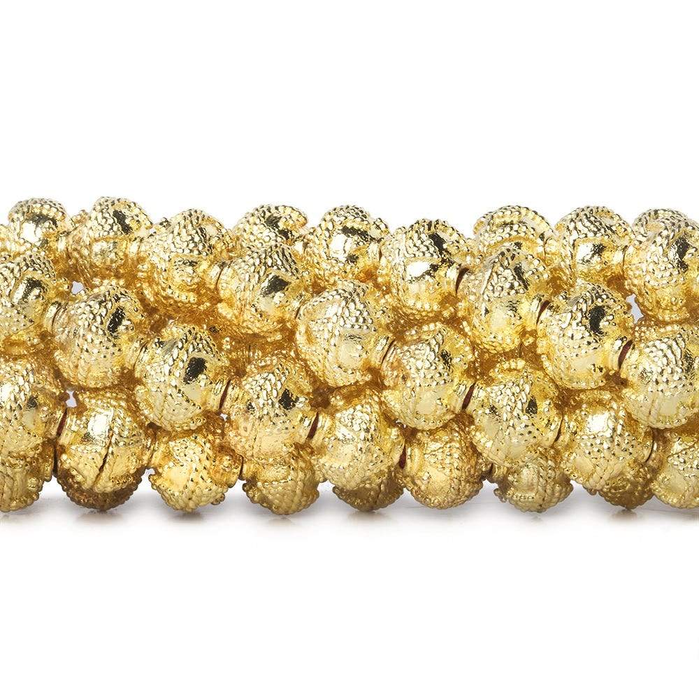8mm 22kt Gold Plated Copper Bead Roval Petite Miligrain Triangle 8 inch 28 pieces - Beadsofcambay.com