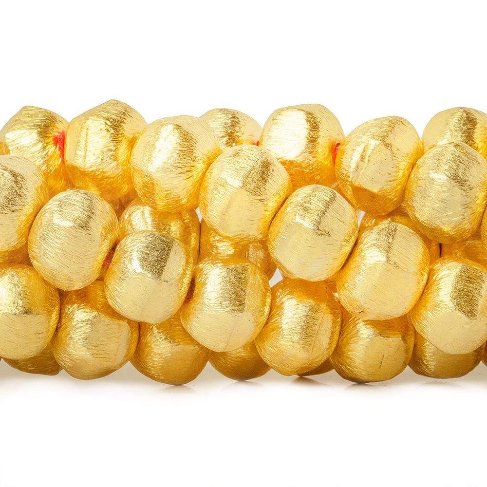 8mm 22kt Gold plated Copper Brushed Hexagon Beads 8 inch 25 pieces - Beadsofcambay.com