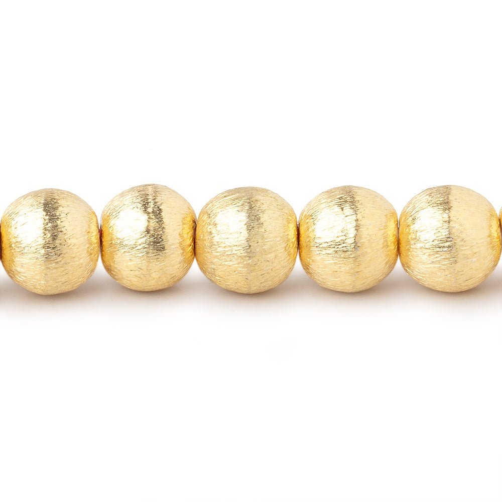8mm 22kt Gold plated Copper Brushed Round Beads 8 inch 27 pieces - Beadsofcambay.com