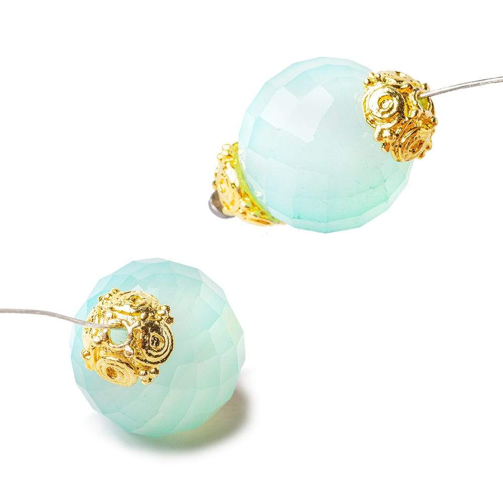 8mm 22kt Gold plated Copper Geometric Round Bead Caps 8 inch 54 beads - Beadsofcambay.com