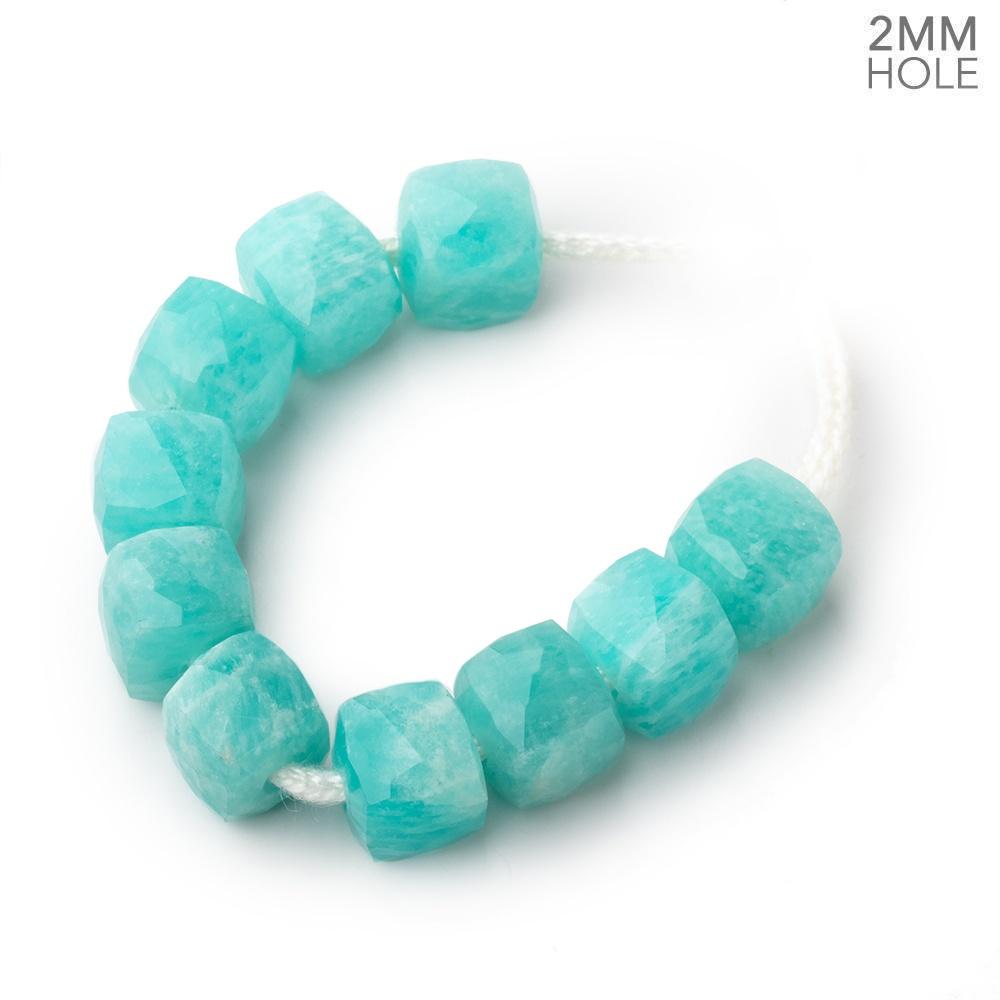 8mm Amazonite 2mm Large Hole Faceted Cube Beads Set of 10 - Beadsofcambay.com