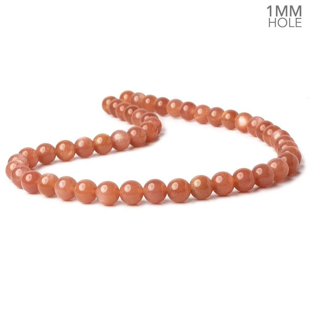8mm Angel Skin Peach Moonstone plain round beads 16 inch 49 beads AA 1mm large hole - Beadsofcambay.com