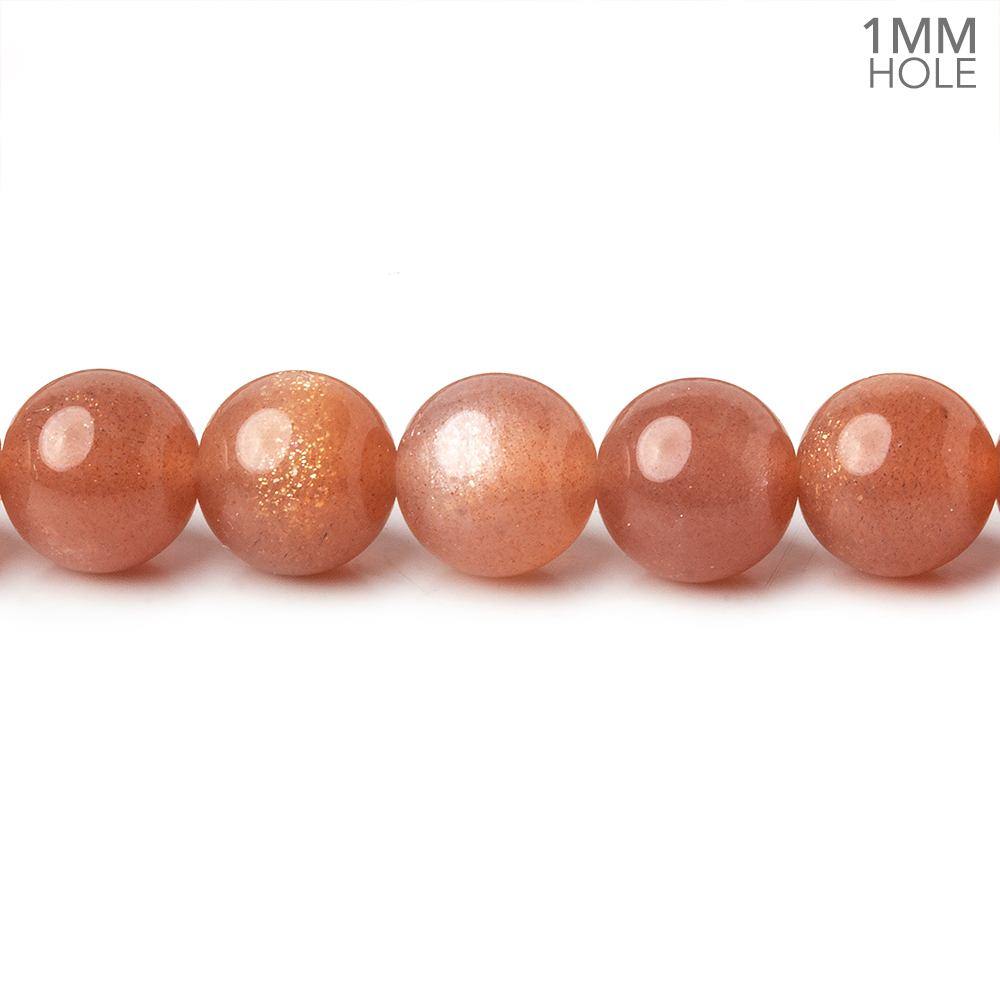 8mm Angel Skin Peach Moonstone plain round beads 16 inch 49 beads AA 1mm large hole - Beadsofcambay.com