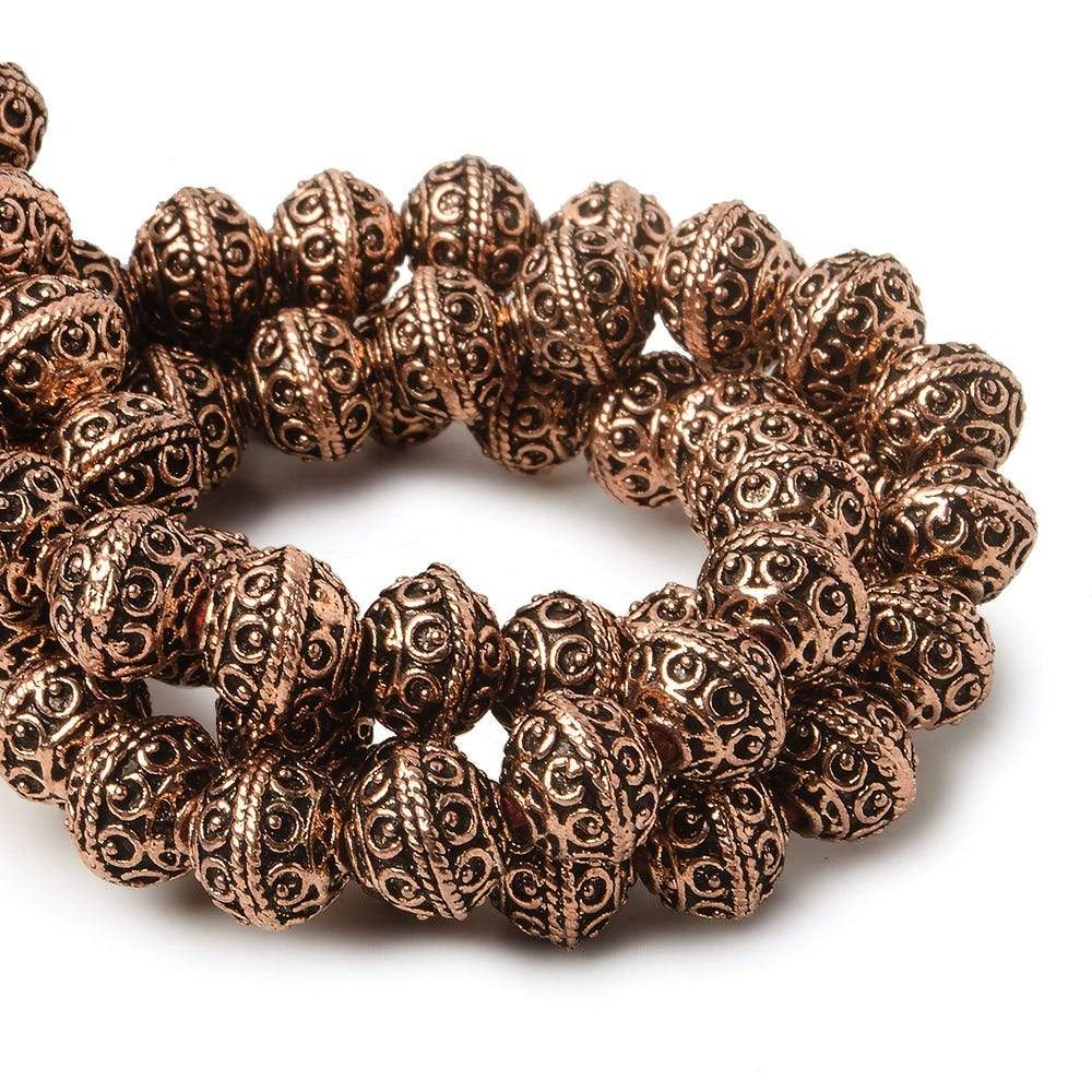 8mm Antiqued Copper Beads Roval Persian Circle and Dot 8 inch 28 pcs - Beadsofcambay.com