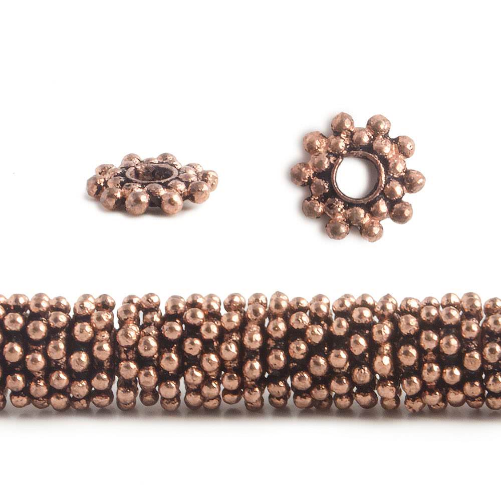 8mm Antiqued Copper Daisy Spacer Beads 8 inch 138 pcs - Beadsofcambay.com