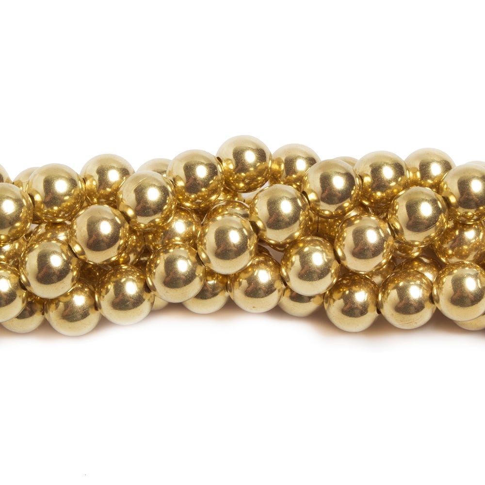 8mm Brass plain round beads 8 inch 28 pieces - Beadsofcambay.com