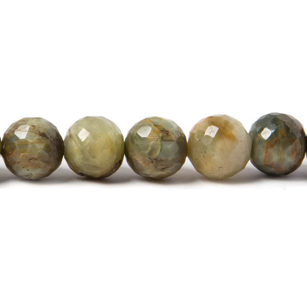 8mm Cat's Eye Green Quartz faceted round beads 8 inch 24 pieces - Beadsofcambay.com