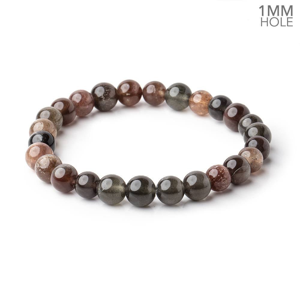 8mm Cat's Eye Scapolite Plain Rounds 7 inch 25 Beads with 1mm Hole - Beadsofcambay.com