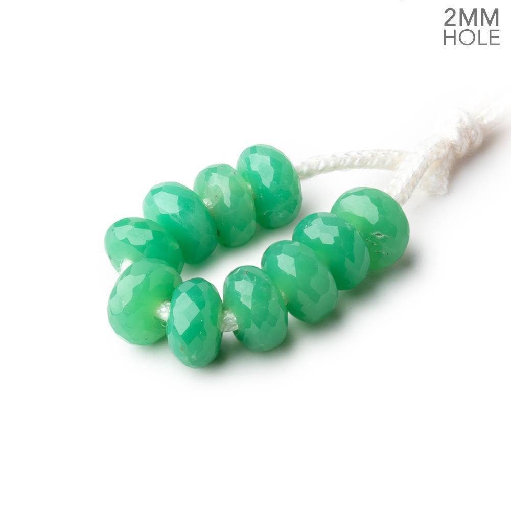 8mm Chrysoprase 2mm Large Hole Faceted Rondelle Bead Set of 10 - Beadsofcambay.com